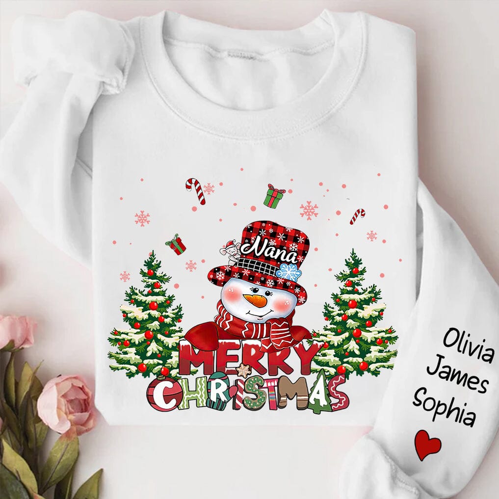 Personalized Snowman Merry Christmas Sweatshirt Custom Name Kids - NTD01NOV23TT1 2d sweatshirt HumanCustom - Unique Personalized Gifts Made Just for You 