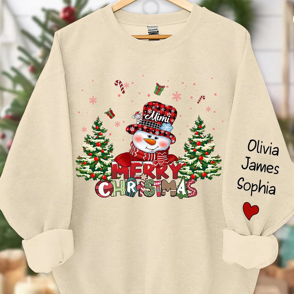 Personalized Snowman Merry Christmas Sweatshirt Custom Name Kids - NTD01NOV23TT1 2d sweatshirt HumanCustom - Unique Personalized Gifts Made Just for You 