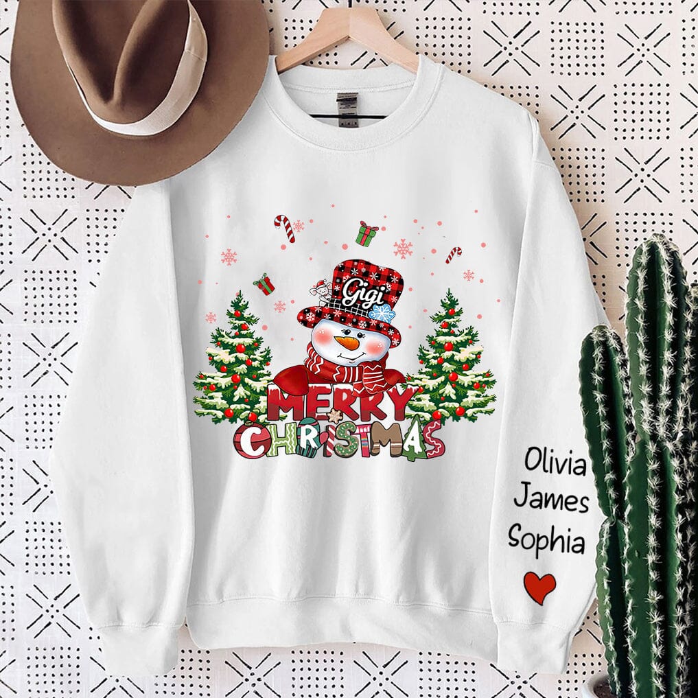 Personalized Snowman Merry Christmas Sweatshirt Custom Name Kids - NTD01NOV23TT1 2d sweatshirt HumanCustom - Unique Personalized Gifts Made Just for You 