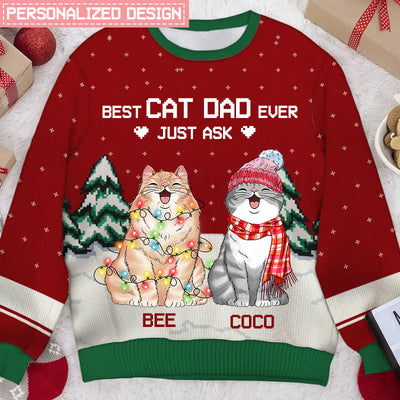 Best Cat Mom & Cat Dad Ever - Personalized Custom Sweatshirt, All-Over-Print Sweatshirt - Gift For Cat Lovers, Pet Lovers, Christmas Gift - NTD01SEP23NA1