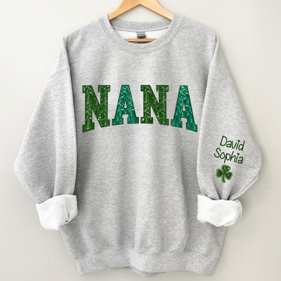 St Patrick Day - Green Sparkle Mama/ Grandma Personalized Sweatshirt - NTD02FEB24KL1