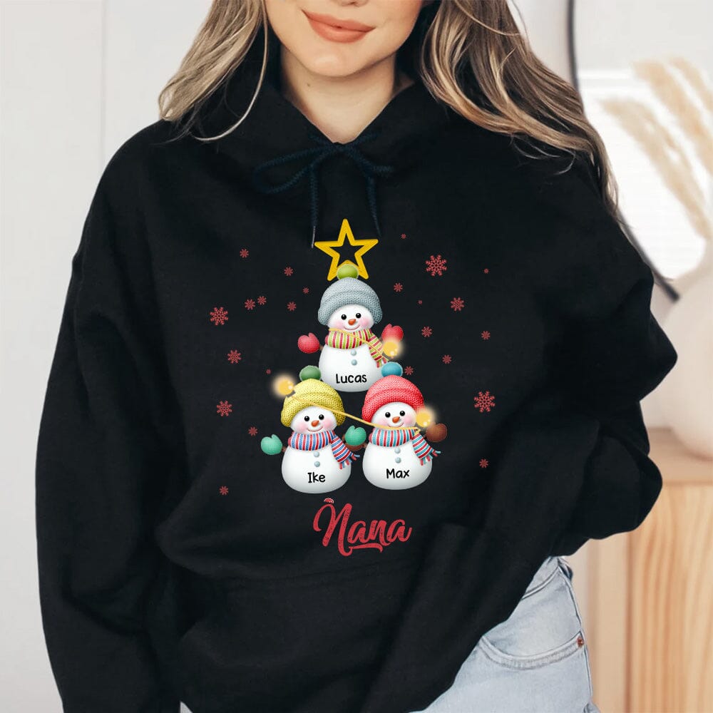 Personalized Snowman Kid Black T- shirt, Sweatshirt & Hoodie - NTD02NOV23VA3 Black T-shirt and Hoodie HumanCustom - Unique Personalized Gifts Made Just for You 