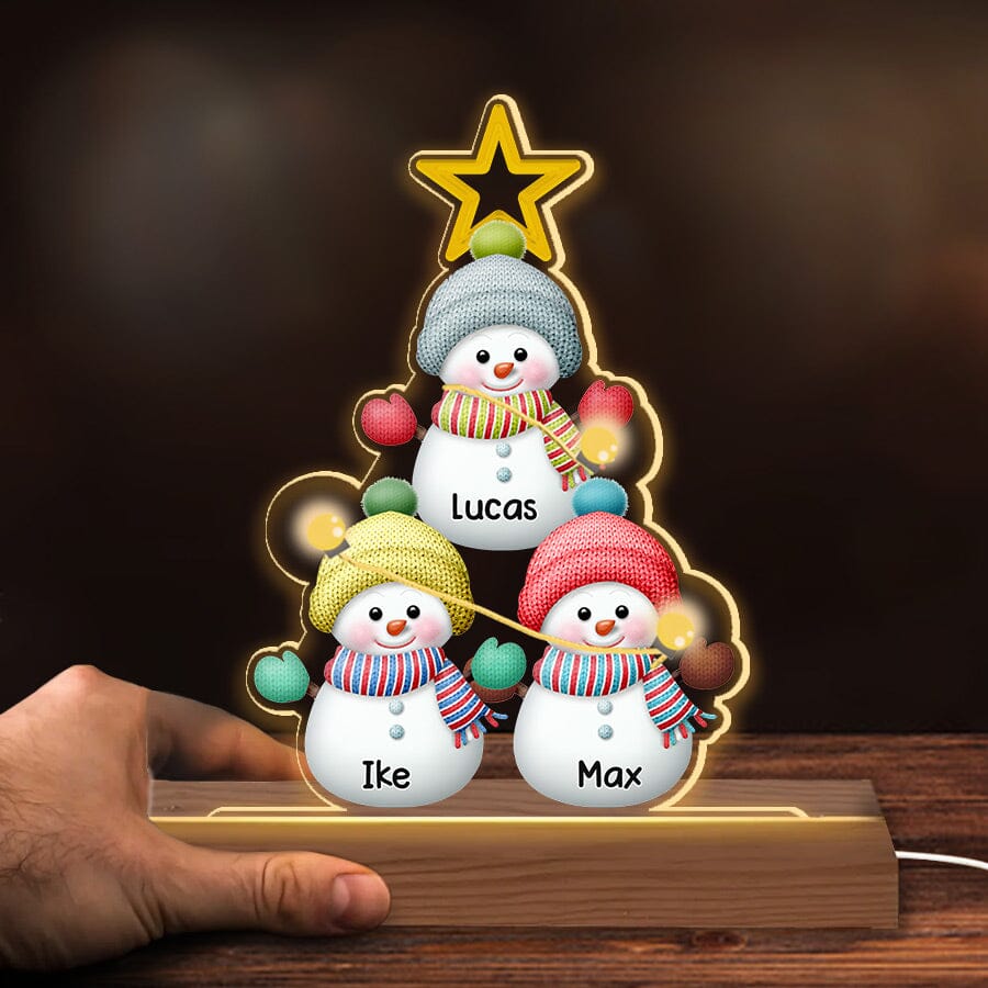 Personalized Snowman Kids Light Lamp For Christmas - NTD02NOV23VA4 Acrylic Plaque LED Lamp Night Light HumanCustom - Unique Personalized Gifts Made Just for You 