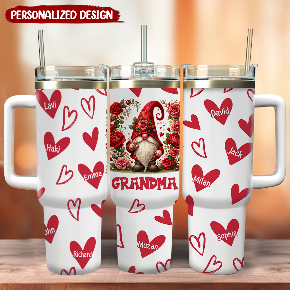 Personalized 40oz Tumbler - Grandma Valentine Custom Heart Kids - NTD03JAN24KL1