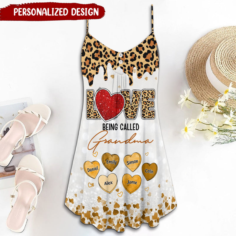 Discover Personalized Leopard Mom Grandma And Grandkids Hearts Dress
