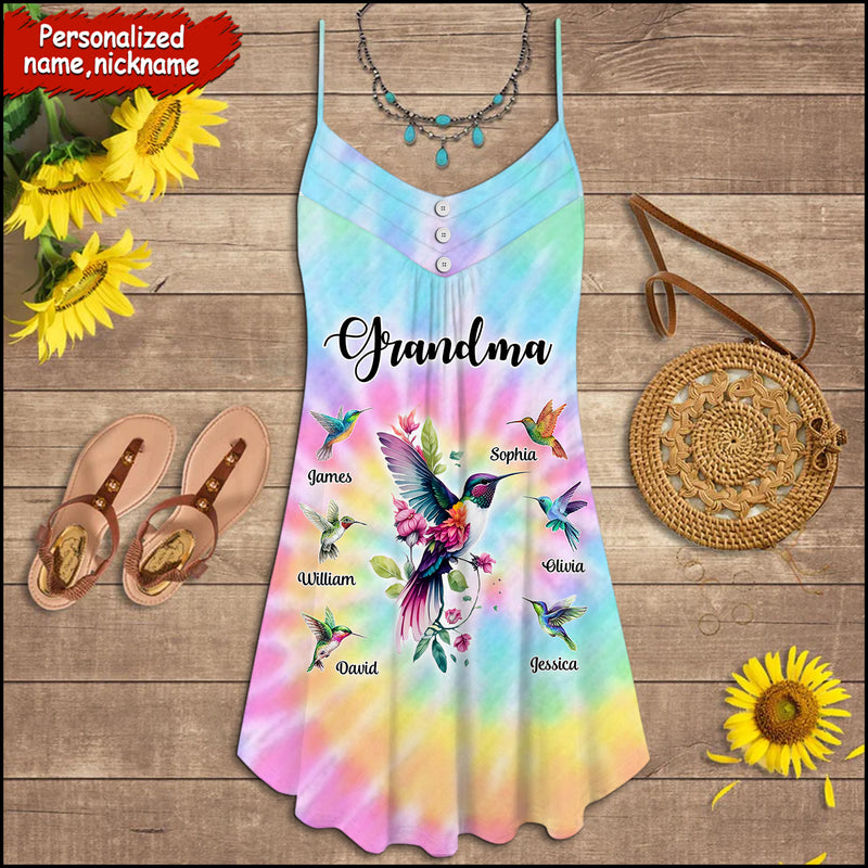 Discover Personalized Summer Dress Hummingbird Grandma Custom Kids