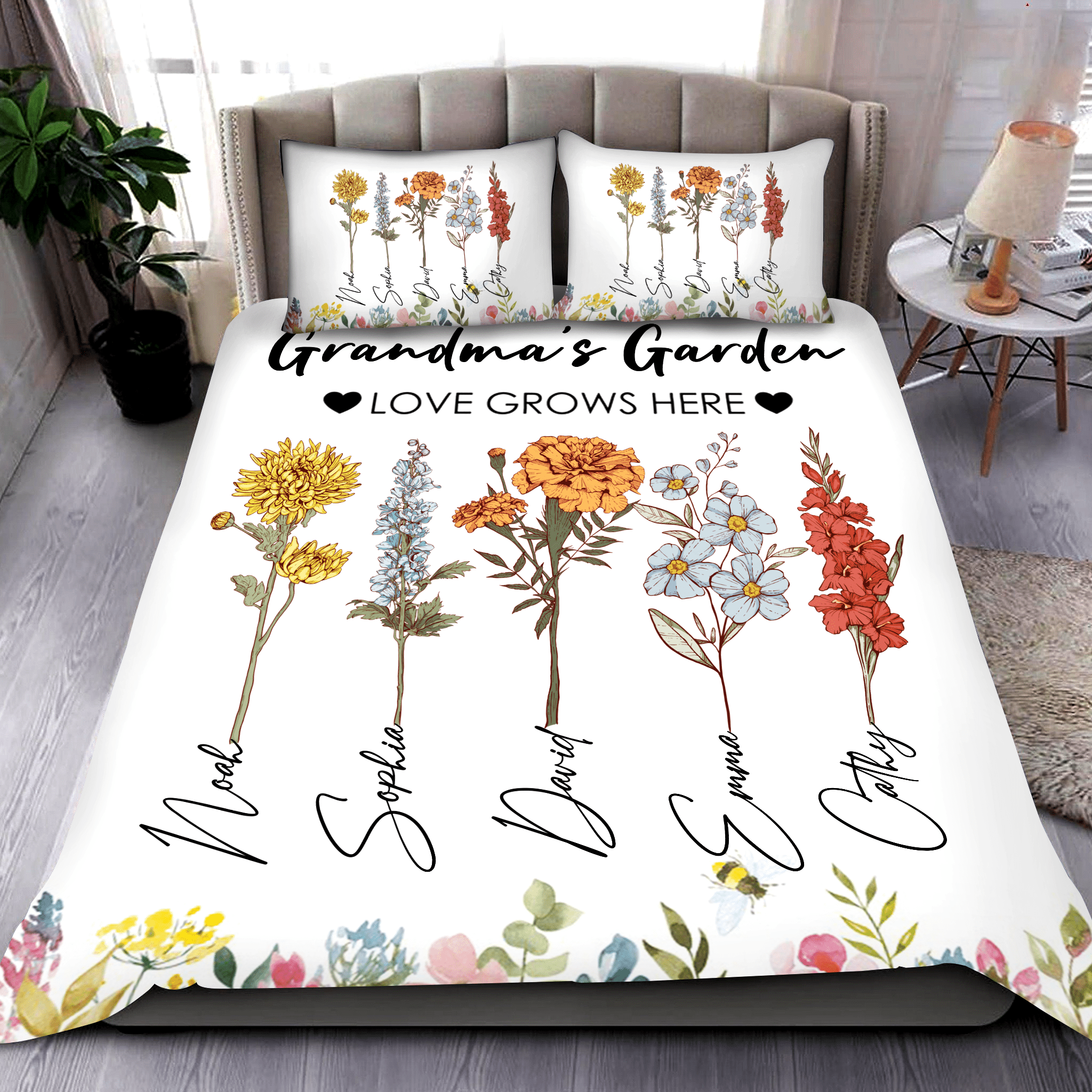 Grandma's Garden is Her Children Customized Bedding Set - NTD04DEC23KL1 Bedding Set HumanCustom - Unique Personalized Gifts Made Just for You 