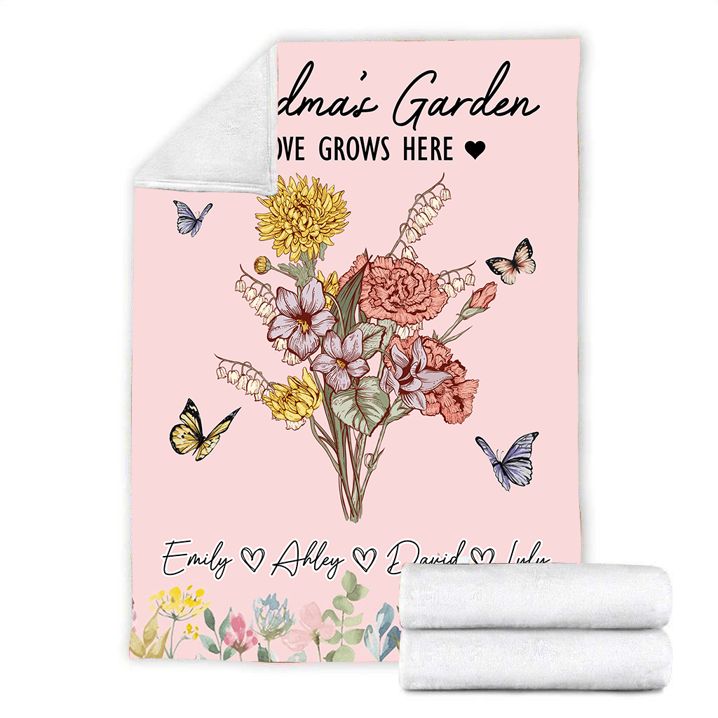 Nana's Garden Custom Flower Bouquet Personalized Blanket - NTD04DEC23KL3 Fleece Blanket HumanCustom - Unique Personalized Gifts Made Just for You 