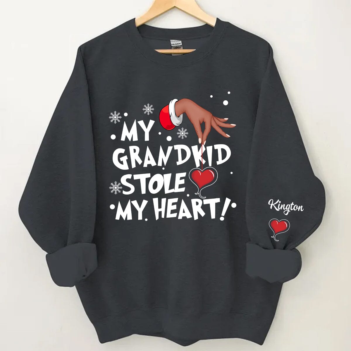 My grandkids Stole My Heart Grandma Personalized Christmas Sweatshirt - NTD04OCT23VA1 Black T-shirt and Hoodie HumanCustom - Unique Personalized Gifts Made Just for You 