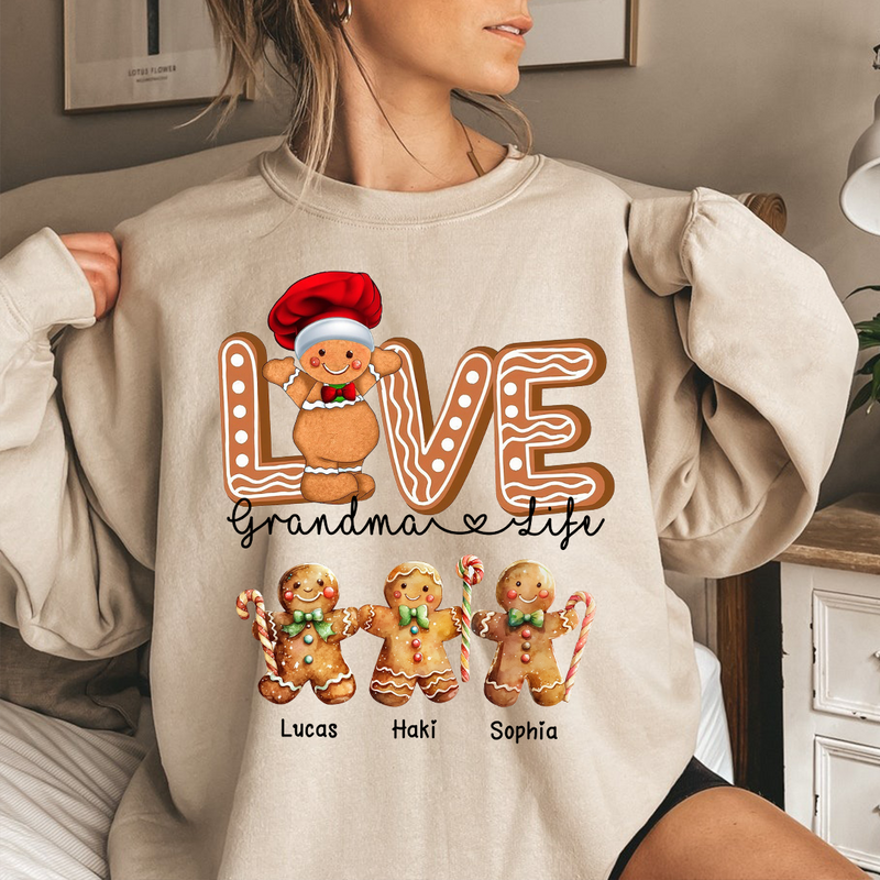 Love Grandma Life - Personalized Sweatshirt Custom Gingerbread