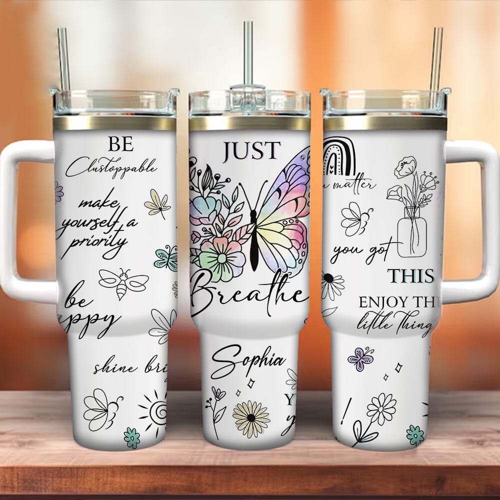 Positive Affirmations Tumbler Wrap Butterflies Inspirational Quotes - Personalized 40 Oz Tumbler NTD07DEC23TT1 Tumbler With Straw HumanCustom - Unique Personalized Gifts Made Just for You 40OZ 