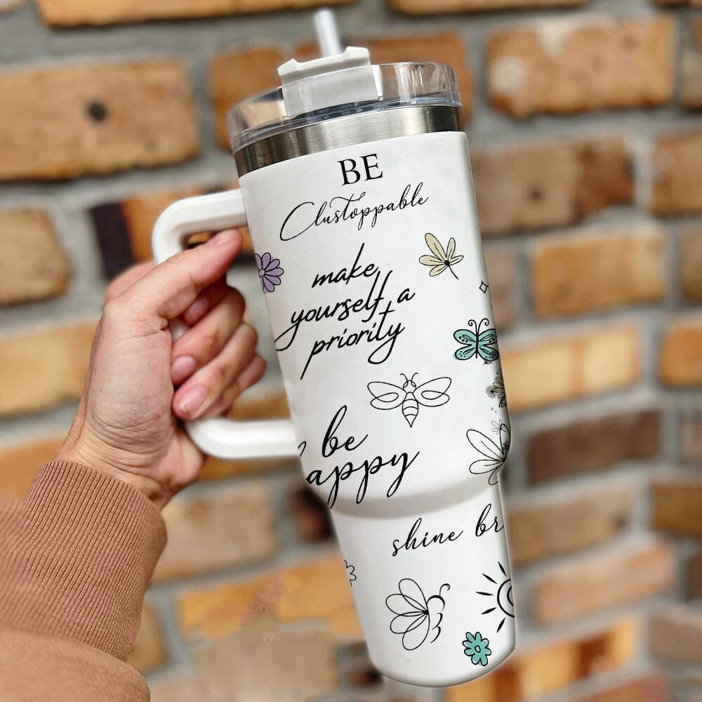 Positive Affirmations Tumbler Wrap Butterflies Inspirational Quotes - Personalized 40 Oz Tumbler NTD07DEC23TT1 Tumbler With Straw HumanCustom - Unique Personalized Gifts Made Just for You 