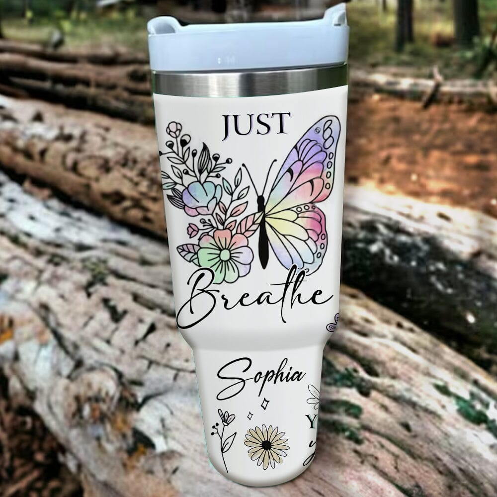 Positive Affirmations Tumbler Wrap Butterflies Inspirational Quotes - Personalized 40 Oz Tumbler NTD07DEC23TT1 Tumbler With Straw HumanCustom - Unique Personalized Gifts Made Just for You 