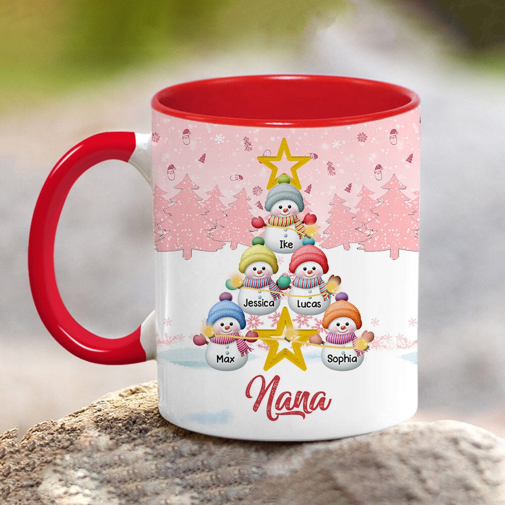 Personalized Snowman Kid Accent Pink Mug - NTD07NOV23VA2 Accent Mug HumanCustom - Unique Personalized Gifts Made Just for You 