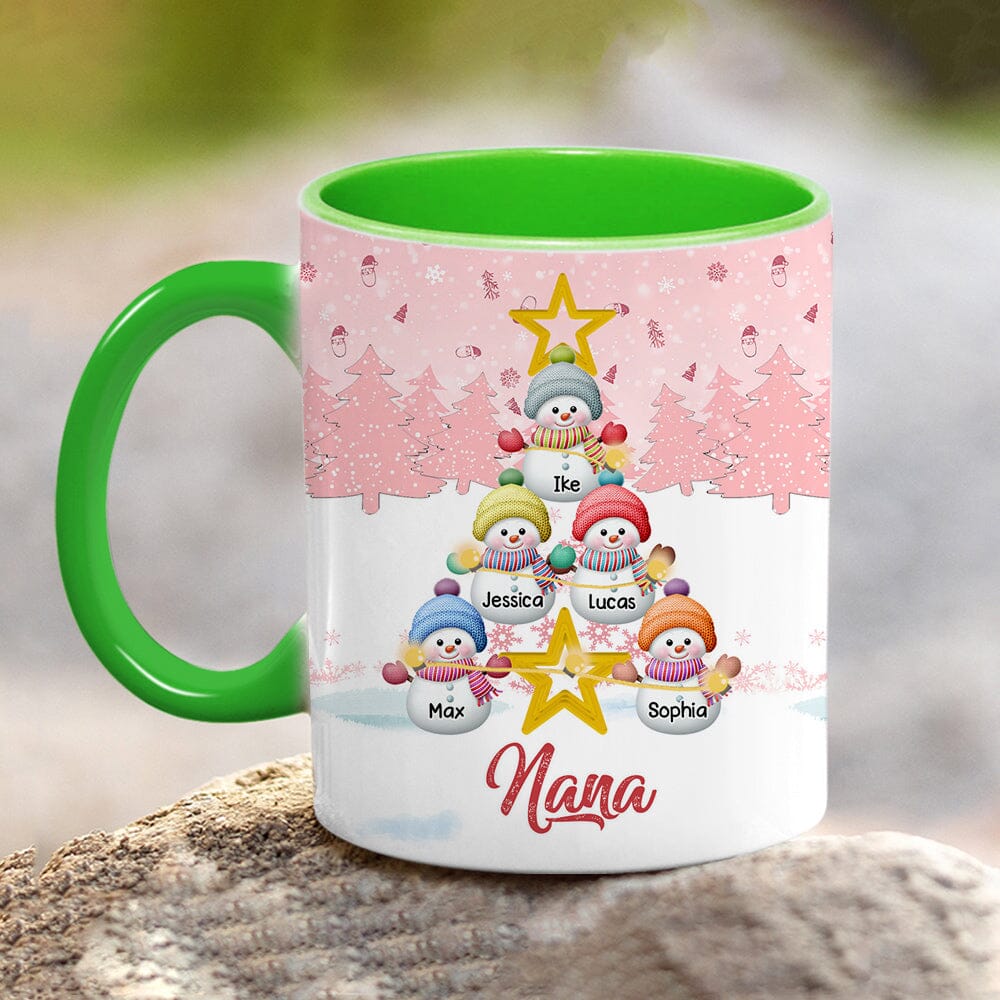 Personalized Snowman Kid Accent Pink Mug - NTD07NOV23VA2 Accent Mug HumanCustom - Unique Personalized Gifts Made Just for You 