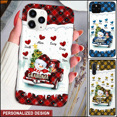 Personalized Grandma Snowman On Truck Christmas Pattern Phonecase - NTD07OCT23TT1 Silicone Phone Case HumanCustom New Iphone iPhone 15