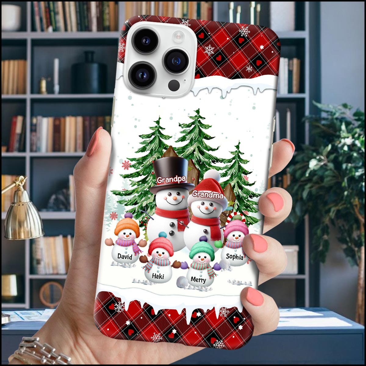 Granparents/Parents Snowmen With Baby Kids In Pine Tree Forest - Personalized Phone Case - NTD08DEC23KL2 Silicone Phone Case HumanCustom - Unique Personalized Gifts Made Just for You 