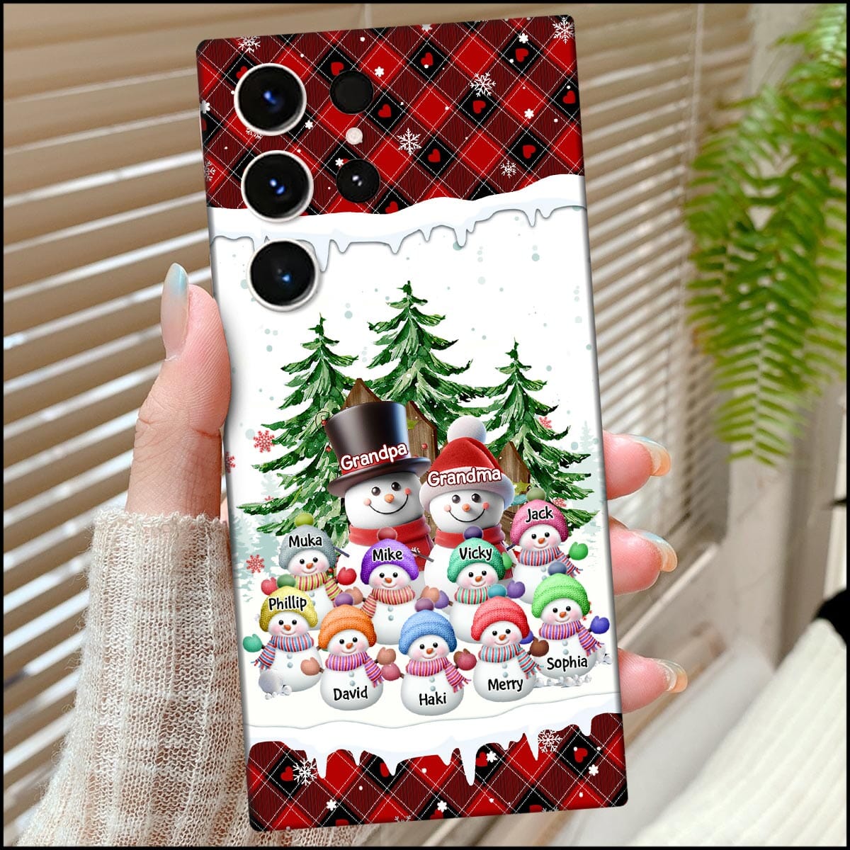 Granparents/Parents Snowmen With Baby Kids In Pine Tree Forest - Personalized Phone Case - NTD08DEC23KL2 Silicone Phone Case HumanCustom - Unique Personalized Gifts Made Just for You 