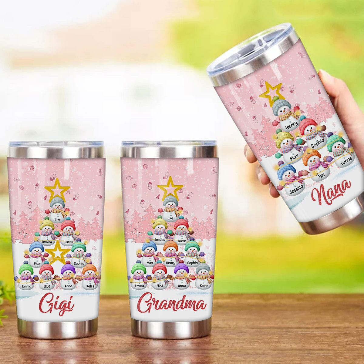 Personalized Snowman Kid Pink Sky Stainless Tumbler - NTD08NOV23VA5 Glitter Tumbler HumanCustom - Unique Personalized Gifts Made Just for You 