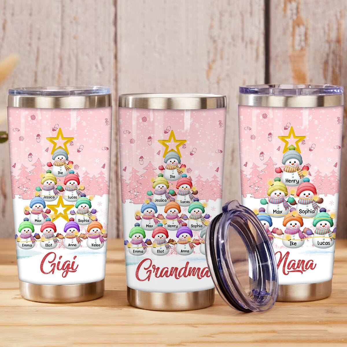 Personalized Snowman Kid Pink Sky Stainless Tumbler - NTD08NOV23VA5 Glitter Tumbler HumanCustom - Unique Personalized Gifts Made Just for You 