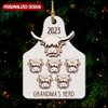 Grandma's Herd - Highland Cow Cattle Tag Christmas Ornament ~ Personalized Trendy Ornament ~ ~ Kids Names - NTD08SEP23KL1