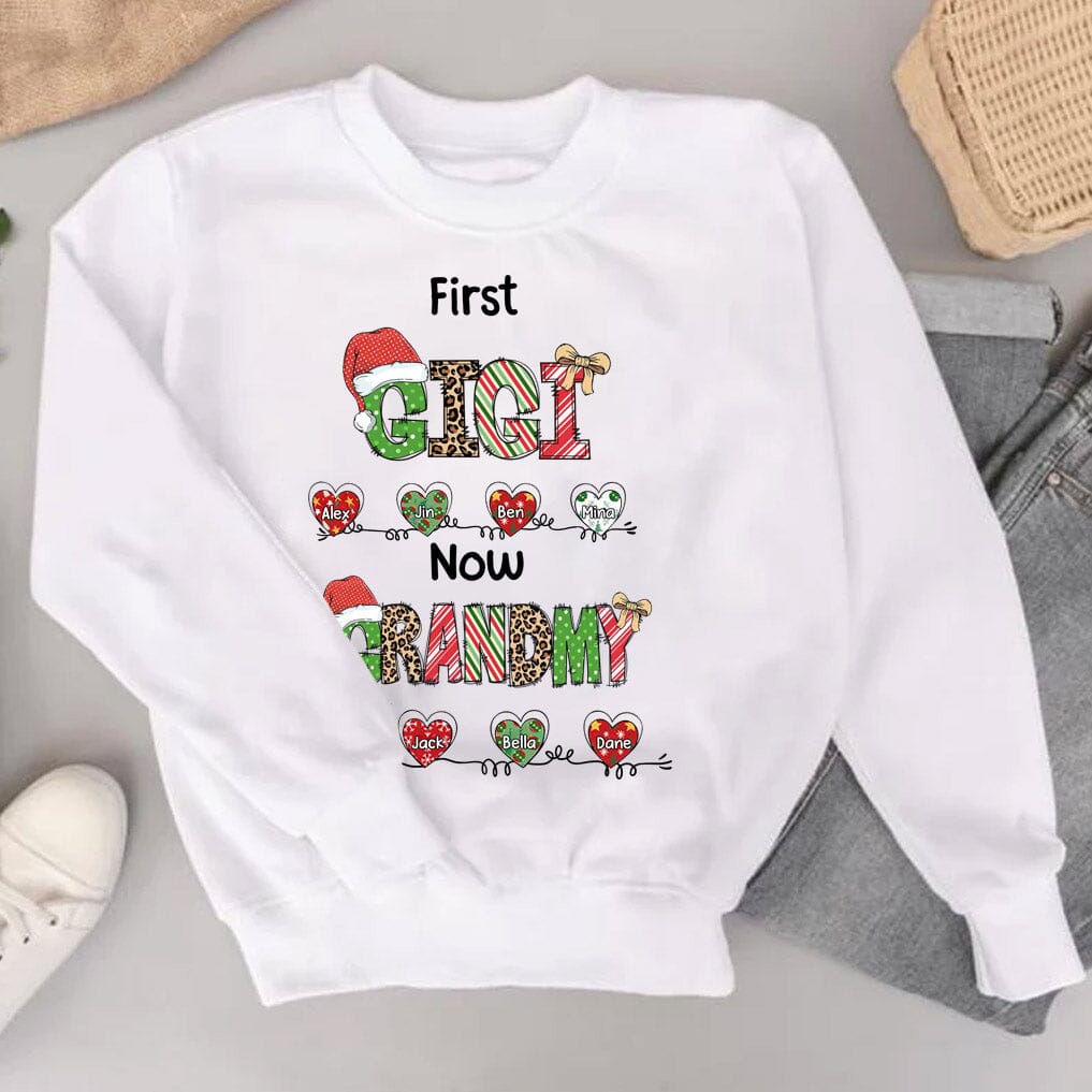 Personalized Christmas First Mom Now Grandma Sweatshirt, Custom Grandma, Kids Names - NTD09OCT23NA1 White T-shirt and Hoodie HumanCustom New 