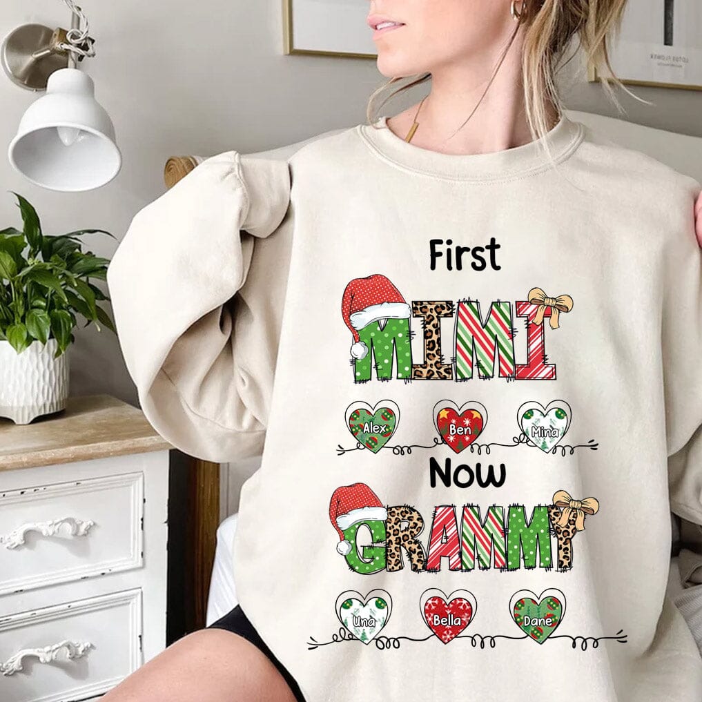 Personalized Christmas First Mom Now Grandma Sweatshirt, Custom Grandma, Kids Names - NTD09OCT23NA1 White T-shirt and Hoodie HumanCustom New 