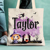 Personalized Halloween Canvas Tote Bag Customized Pumpkin Witch Black Cat Castle Skeleton Ghost for Kids - NTD11AUG23TT1