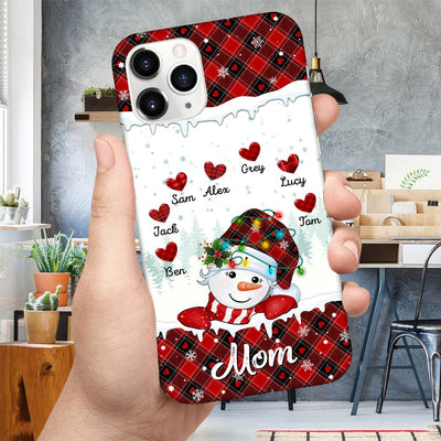 Personalized Grandma Snowman On Truck With Heart Kids Christmas Pattern Phonecase - NTD11OCT23TT1 Silicone Phone Case HumanCustom New Iphone iPhone 15