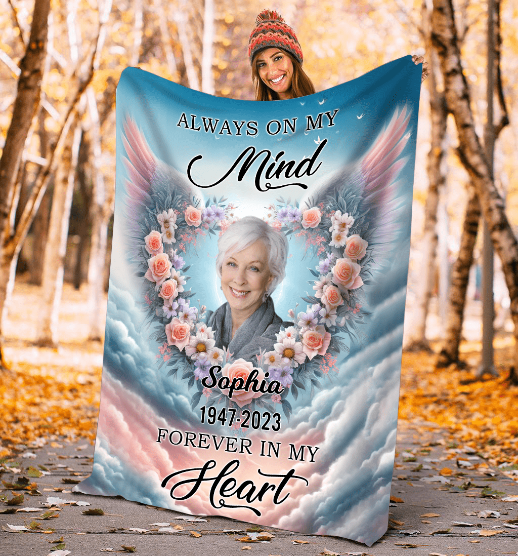 Personalized Blanket - Upload Photo Memorial - A Big Peace Of My Heart Lives In Heaven - NTD12DEC23KL2 Fleece Blanket HumanCustom - Unique Personalized Gifts Made Just for You 