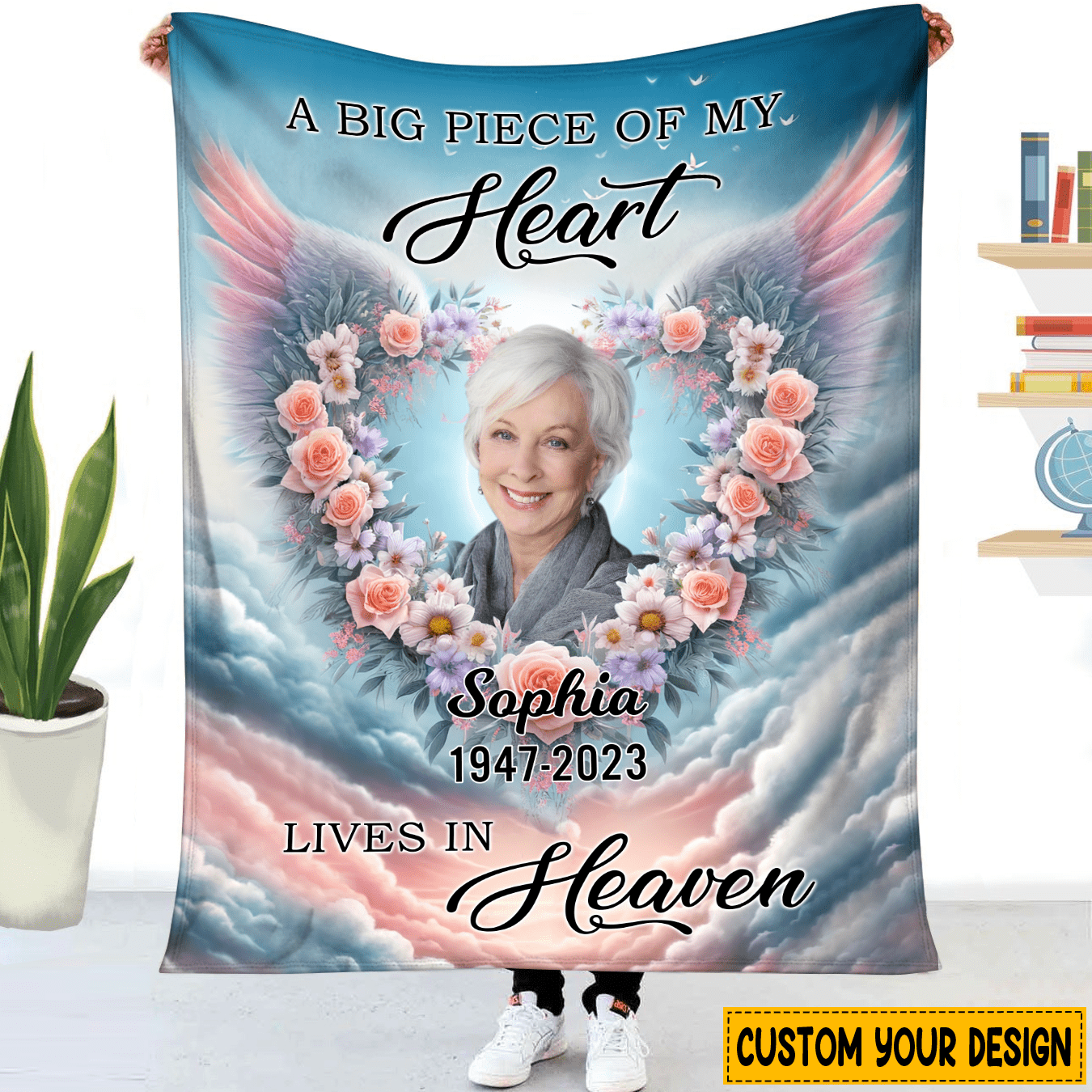 Personalized Blanket - Upload Photo Memorial - A Big Peace Of My Heart Lives In Heaven - NTD12DEC23KL2 Fleece Blanket HumanCustom - Unique Personalized Gifts Made Just for You 