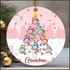 Pinky Glitter Christmas Snowman Grandma Mommy Hanging Snowball Kids Pe -  HumanCustom - Unique Personalized Gifts Made Just for You