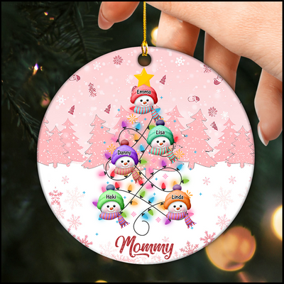 Personalized Snowman Christmas Tree Shape Pink Ornament - NTD14NOV23KL4