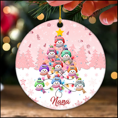 Personalized Snowman Christmas Tree Shape Pink Ornament - NTD14NOV23KL4