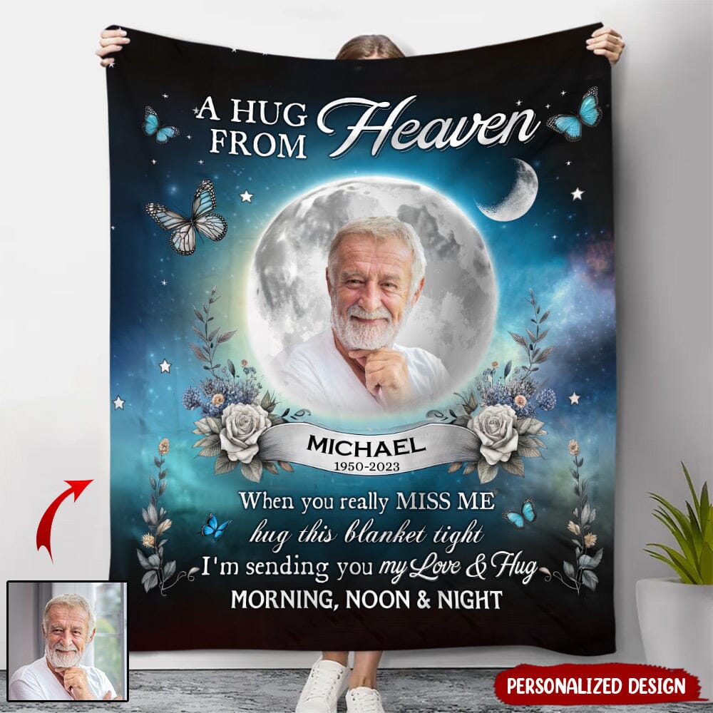 Personalized Custom Photo Blanket - A Hug From Heaven - NTD15DEC23NY1 Fleece Blanket HumanCustom - Unique Personalized Gifts Made Just for You Small (30x40in) 