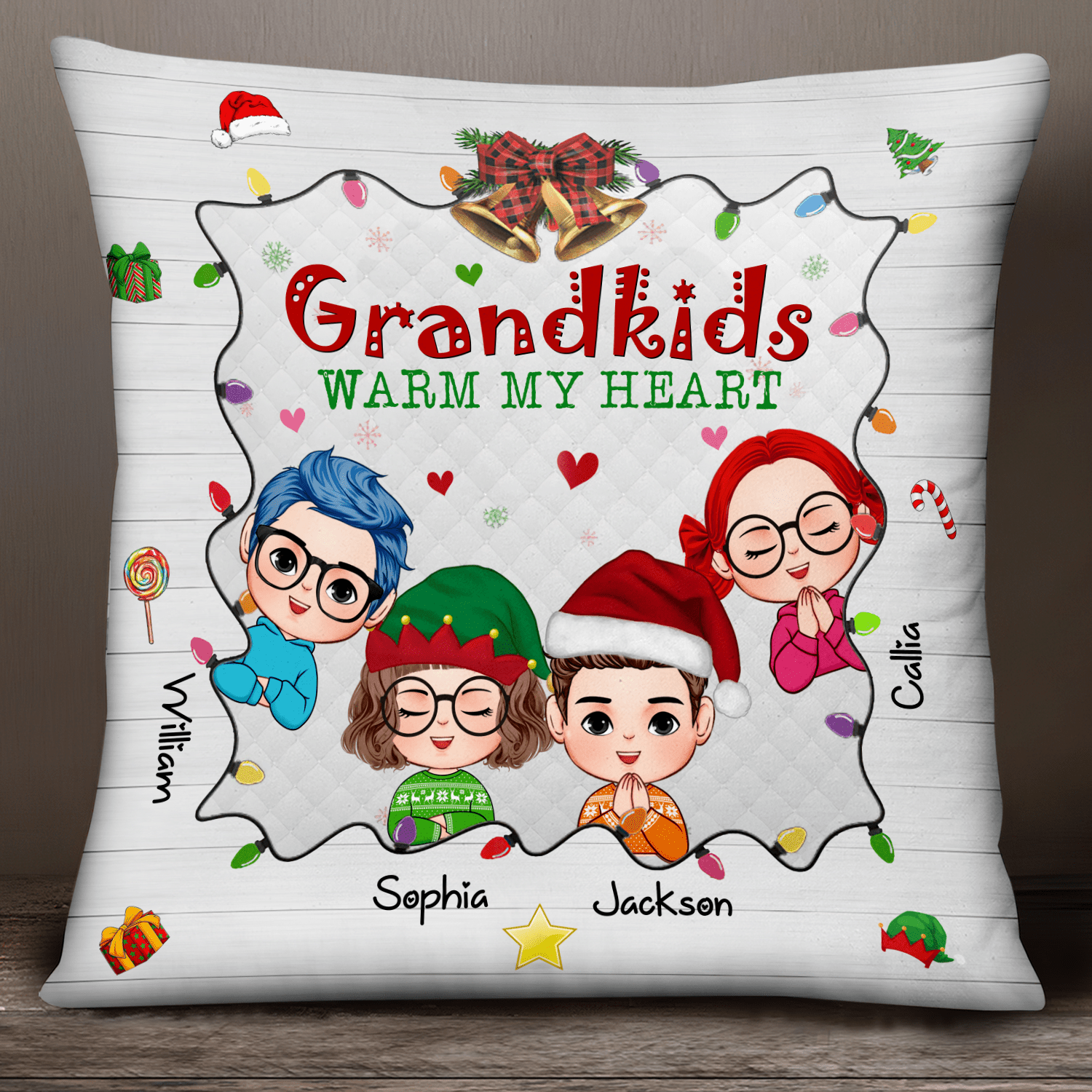 Grandkids Warm My Heart - Personalized Pillow - NTD16OCT23KL1 Pillow HumanCustom - Unique Personalized Gifts Made Just for You 