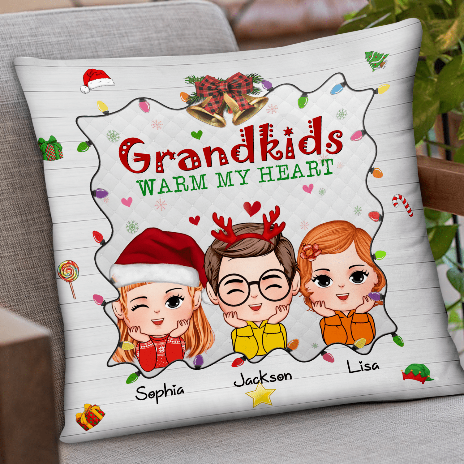 Grandkids Warm My Heart - Personalized Pillow - NTD16OCT23KL1 Pillow HumanCustom - Unique Personalized Gifts Made Just for You 