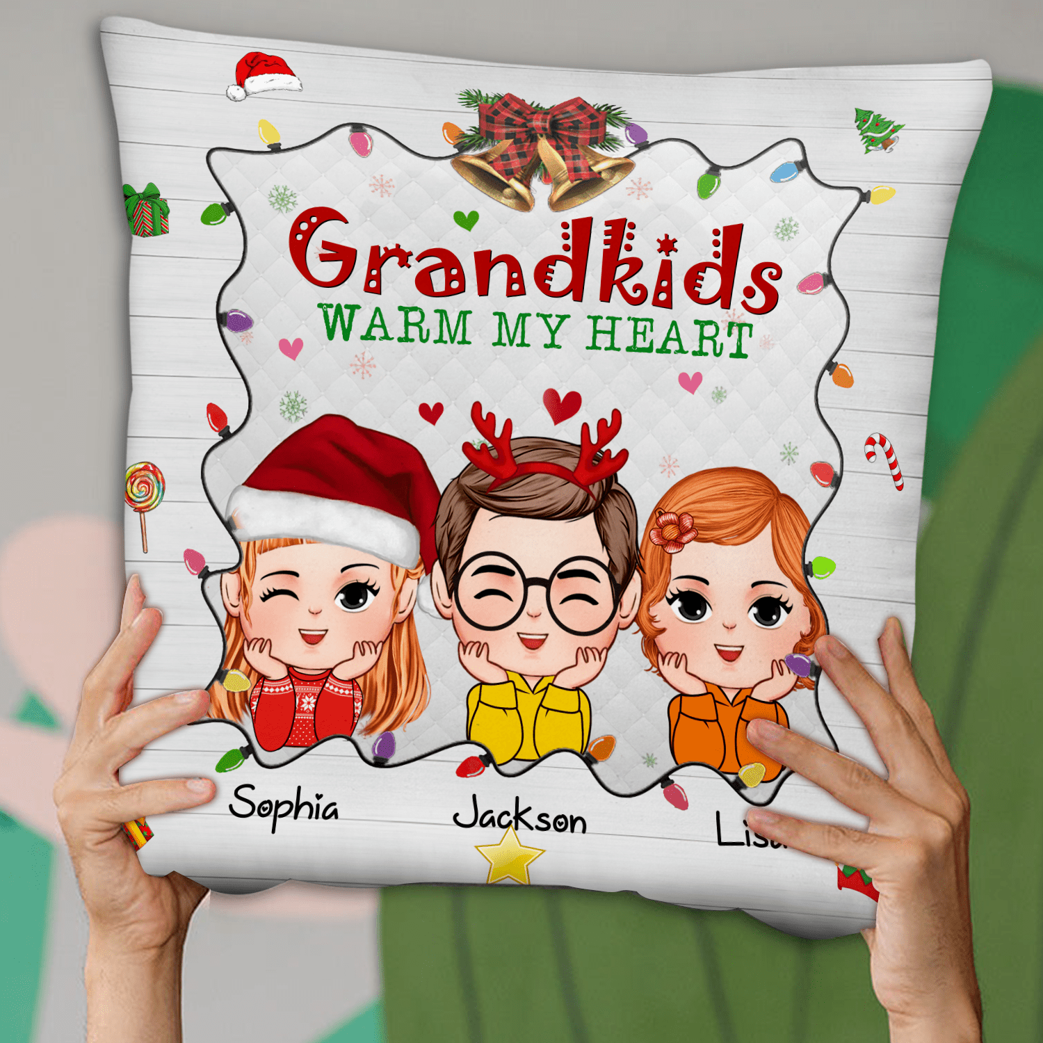 Grandkids Warm My Heart - Personalized Pillow - NTD16OCT23KL1 Pillow HumanCustom - Unique Personalized Gifts Made Just for You 