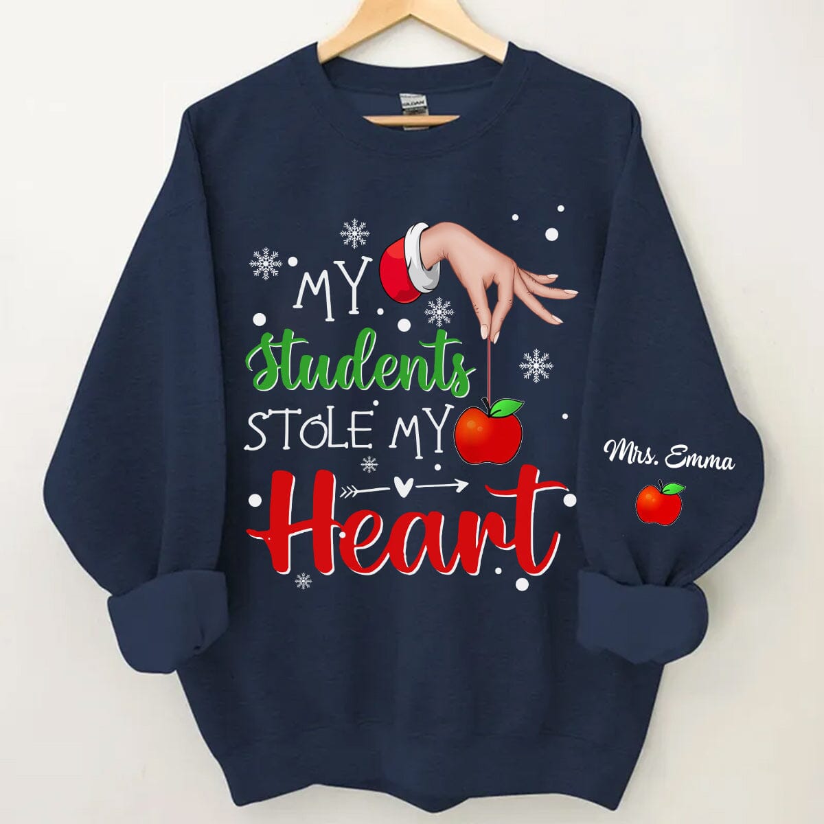 My Students Stole My Heart - Personalized Christmas Sweatshirt For Teacher - NTD16OCT23VA2 Black T-shirt and Hoodie HumanCustom - Unique Personalized Gifts Made Just for You 