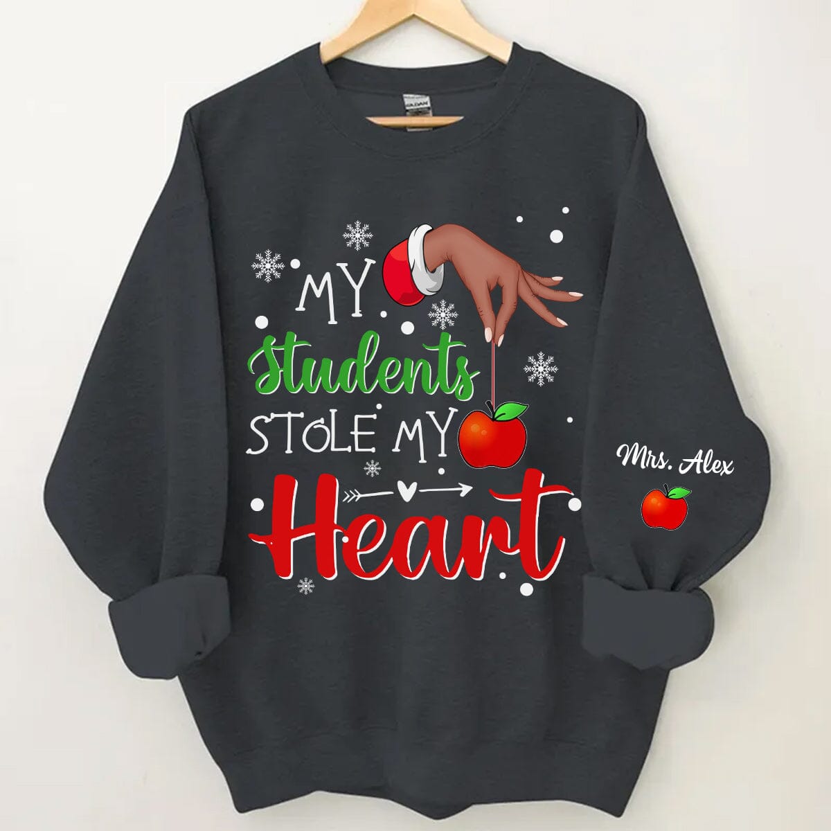 My Students Stole My Heart - Personalized Christmas Sweatshirt For Teacher - NTD16OCT23VA2 Black T-shirt and Hoodie HumanCustom - Unique Personalized Gifts Made Just for You 