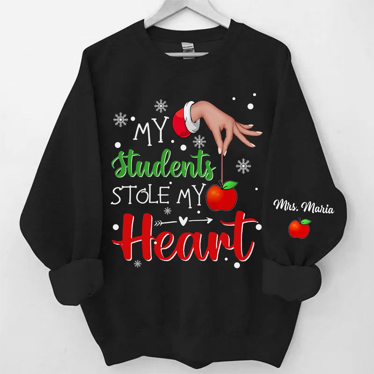 My Students Stole My Heart - Personalized Christmas Sweatshirt For Teacher - NTD16OCT23VA2 Black T-shirt and Hoodie HumanCustom - Unique Personalized Gifts Made Just for You Sweatshirt S Black