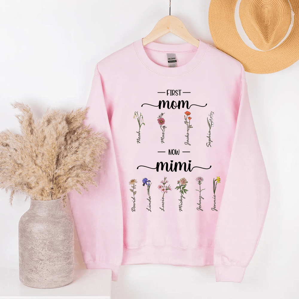 First Mom Now Grandma - Personalized Sweatshirt - NTD18DEC23KL2 White Sweatshirt HumanCustom - Unique Personalized Gifts Made Just for You 