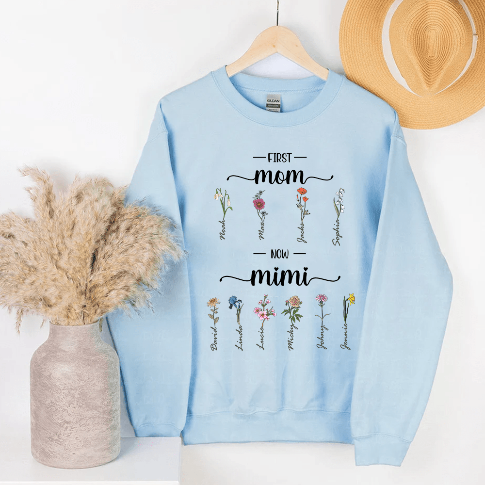 First Mom Now Grandma - Personalized Sweatshirt - NTD18DEC23KL2 White Sweatshirt HumanCustom - Unique Personalized Gifts Made Just for You 