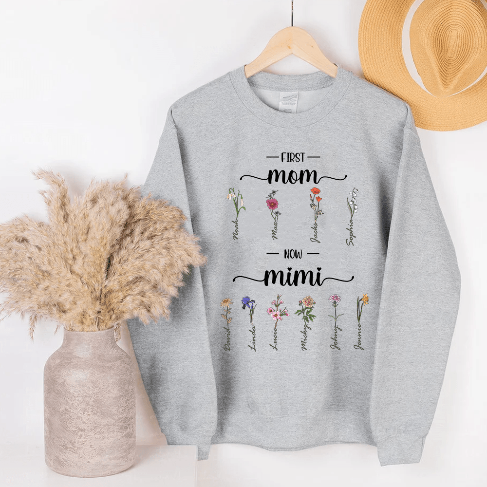 First Mom Now Grandma - Personalized Sweatshirt - NTD18DEC23KL2 White Sweatshirt HumanCustom - Unique Personalized Gifts Made Just for You 