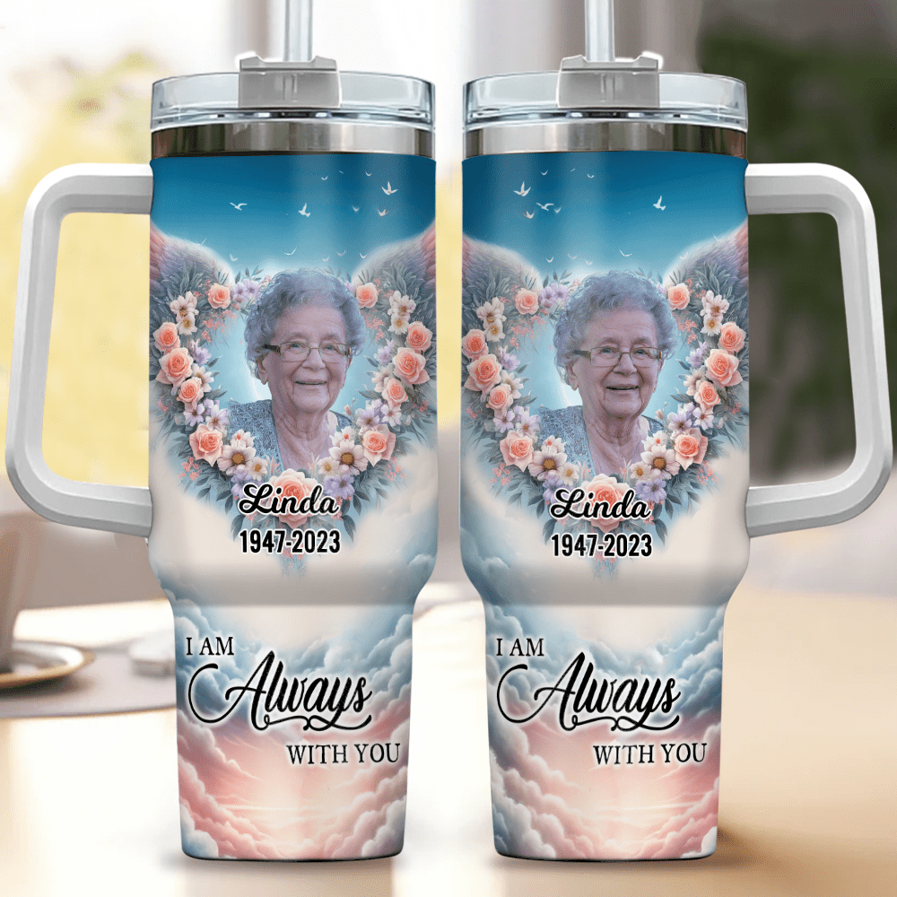 Memorial Custom Photo Tumbler - A Big Piece Of My Heart Lives In Heaven - NTD18DEC23KL3 Tumbler With Straw HumanCustom - Unique Personalized Gifts Made Just for You 