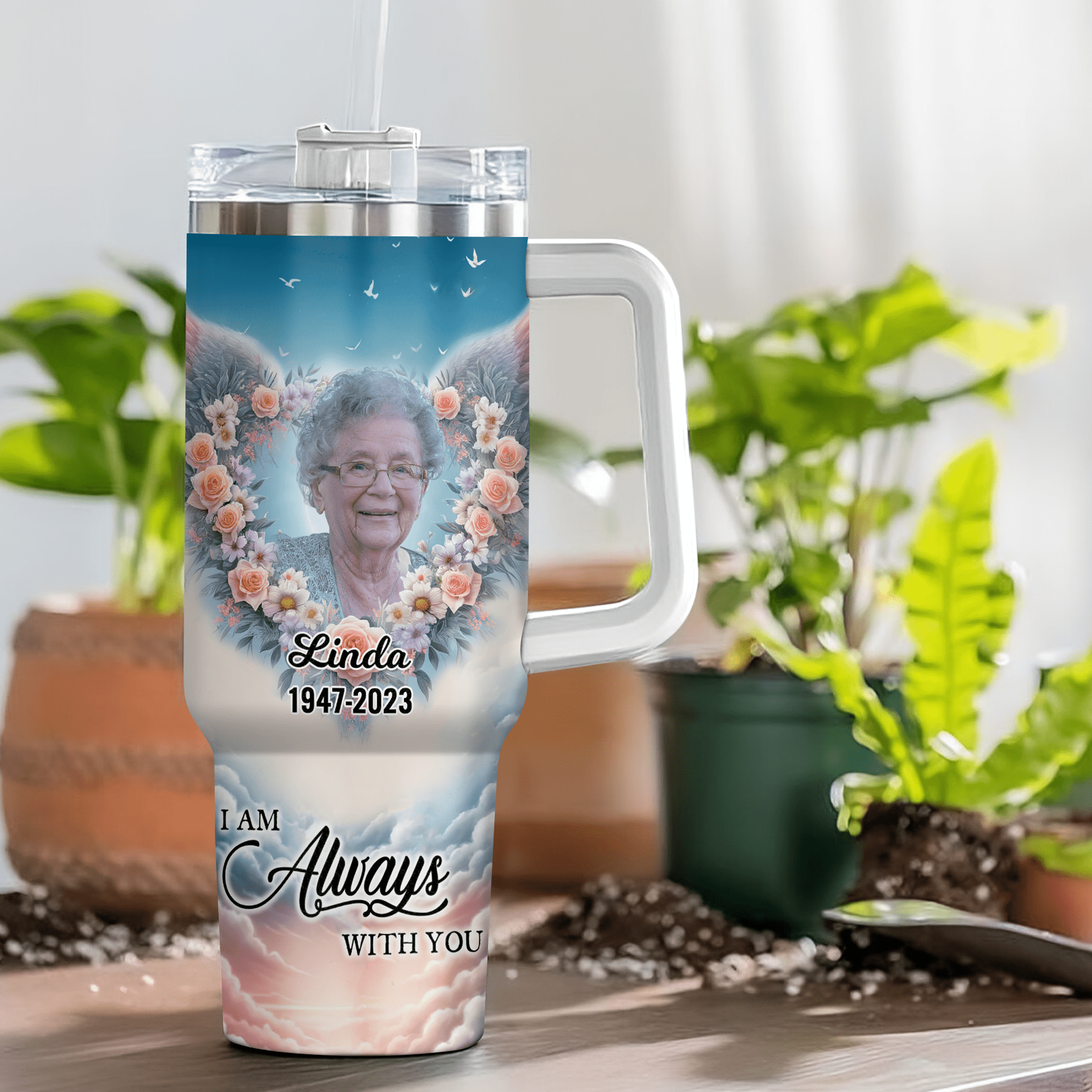 Memorial Custom Photo Tumbler - A Big Piece Of My Heart Lives In Heaven - NTD18DEC23KL3 Tumbler With Straw HumanCustom - Unique Personalized Gifts Made Just for You 