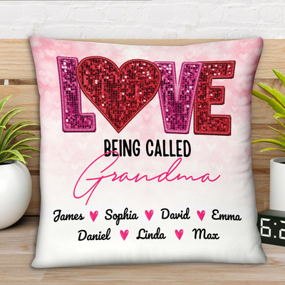 Personalized Pink Glitter LOVE Pillow - NTD18JAN24KL1