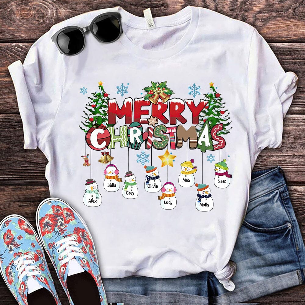 Merry Christmas Custom Snowman Kids - Personalized Shirt For Grandma - NTD18OCT23TT2 White T-shirt and Hoodie HumanCustom - Unique Personalized Gifts Made Just for You Classic Tee White S