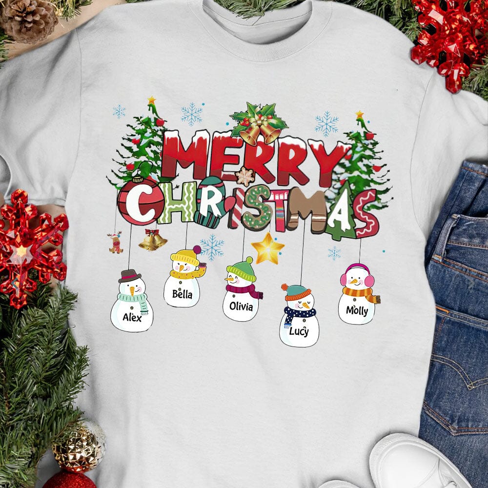 Merry Christmas Custom Snowman Kids - Personalized Shirt For Grandma - NTD18OCT23TT2 White T-shirt and Hoodie HumanCustom - Unique Personalized Gifts Made Just for You 