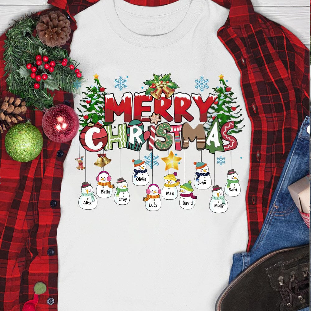 Merry Christmas Custom Snowman Kids - Personalized Shirt For Grandma - NTD18OCT23TT2 White T-shirt and Hoodie HumanCustom - Unique Personalized Gifts Made Just for You 